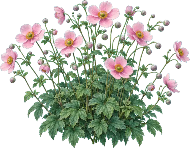 Botanische plaat van Herfstanemoon