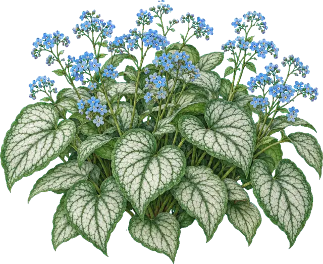 Botanische plaat van Kaukasisch vergeet-mij-nietje