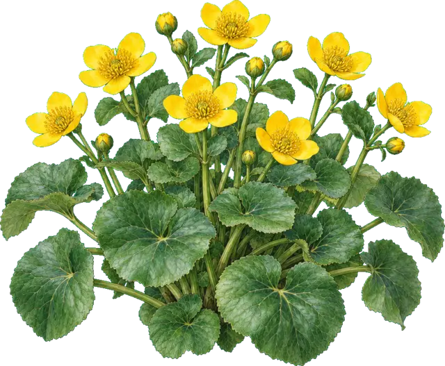 Botanische plaat van Dotterbloem