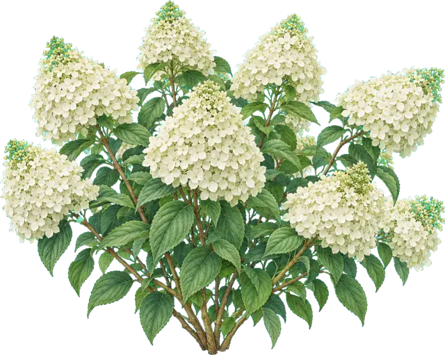 Botanische plaat van Pluimhortensia