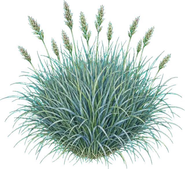 Botanische plaat van Blauw fakkelgras
