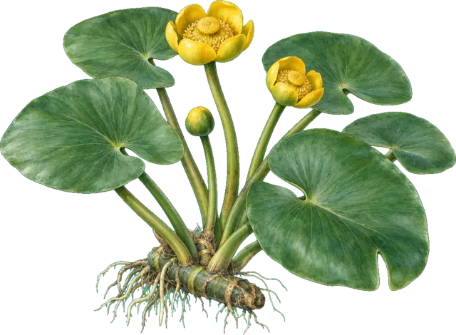 Botanische plaat van Gele plomp
