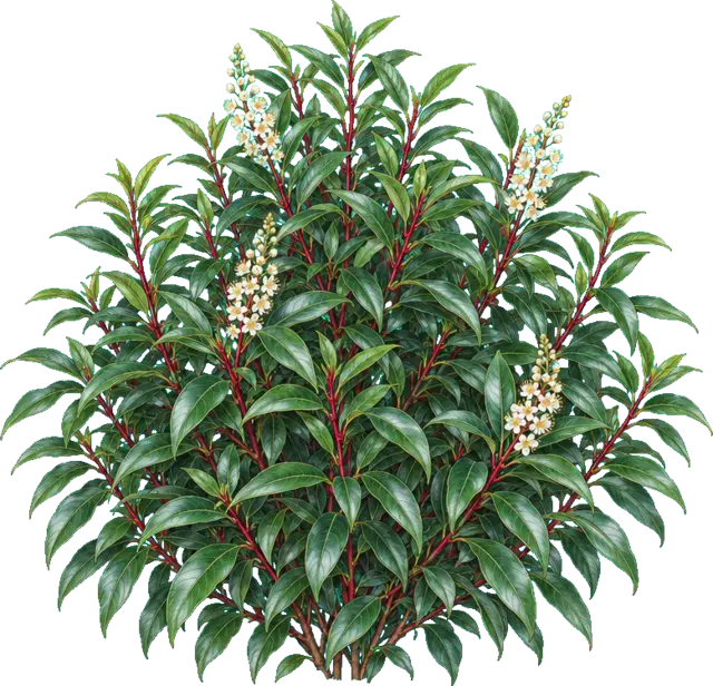 Botanische plaat van Portugese laurier